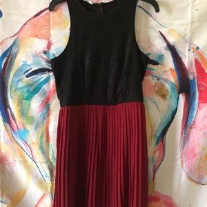 Half black and half red/maroon dress